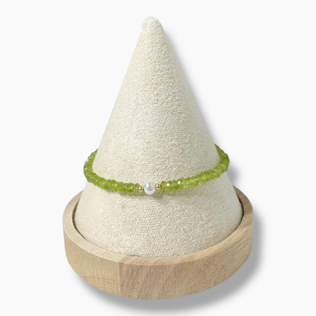 Bracciale Peridoto Rondelle con Perla d'Acqua Dolce