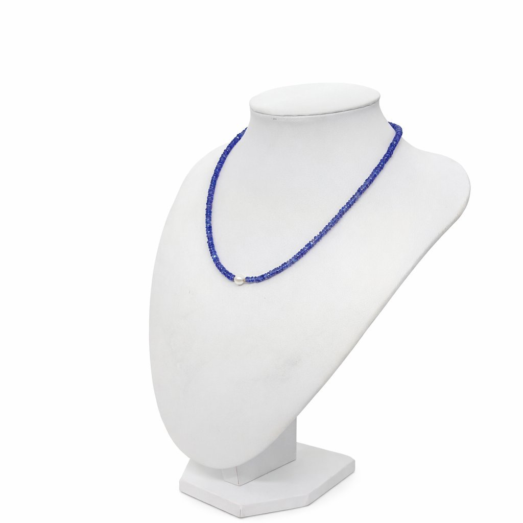 Collana Tanzanite Rondelle con Perla d'Acqua Dolce