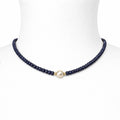 Collana Zaffiro Blu Rondelle con Perla d'Acqua Dolce