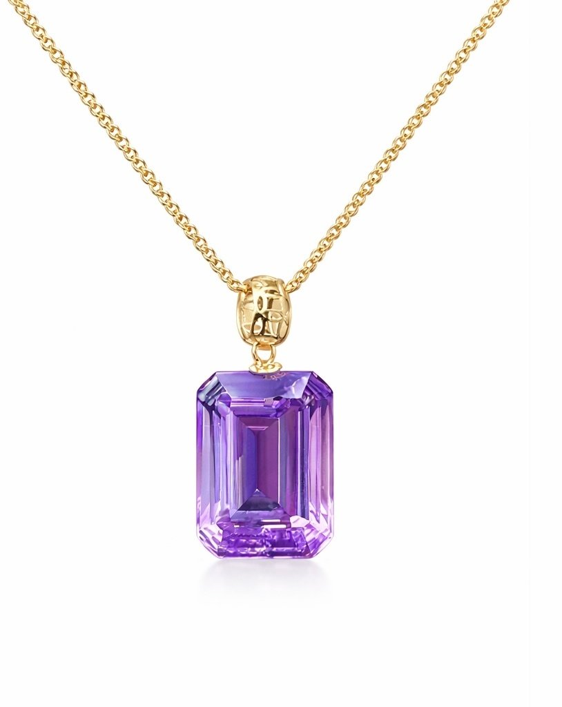 Collana Pendente Ametista Taglio Smeraldo