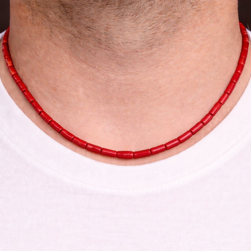 Collana Corallo Rosso Cilindri