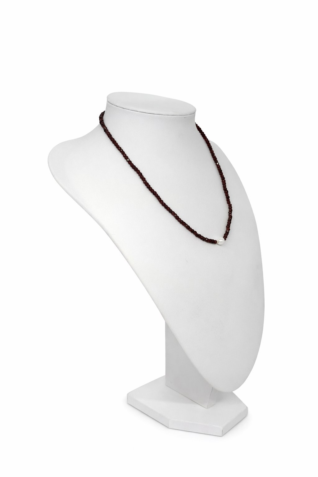 Collana Granato Sfaccettato con Perla d'Acqua Dolce