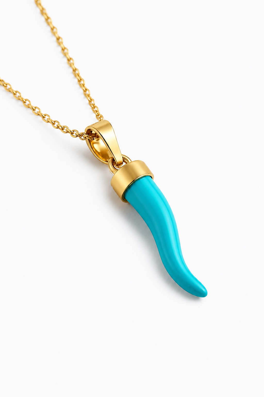 Collana cornetto in Oro 18Kt e Turchese
