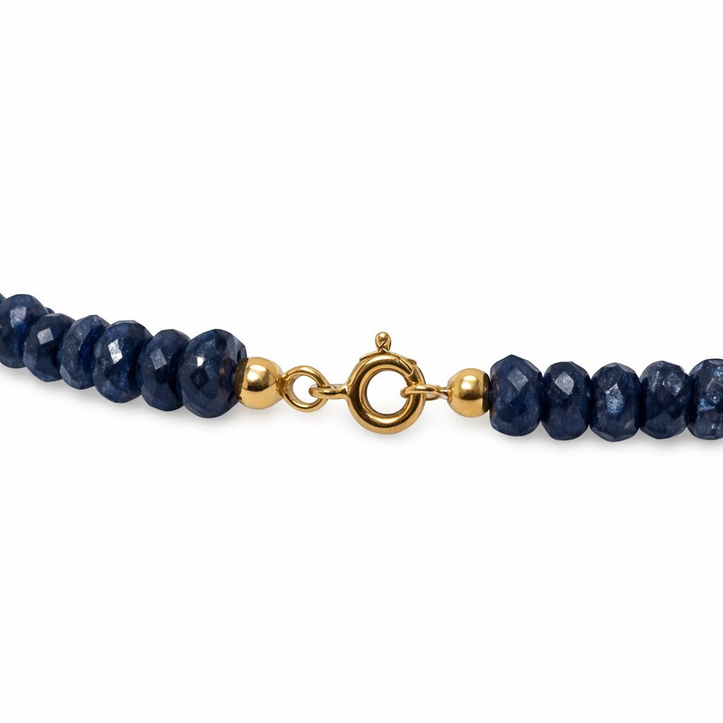 Collana Zaffiro Blu Rondelle con Perla d'Acqua Dolce