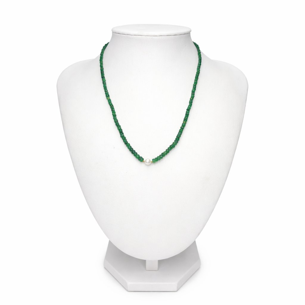 Collana Smeraldo Rondelle con Perla d'Acqua Dolce