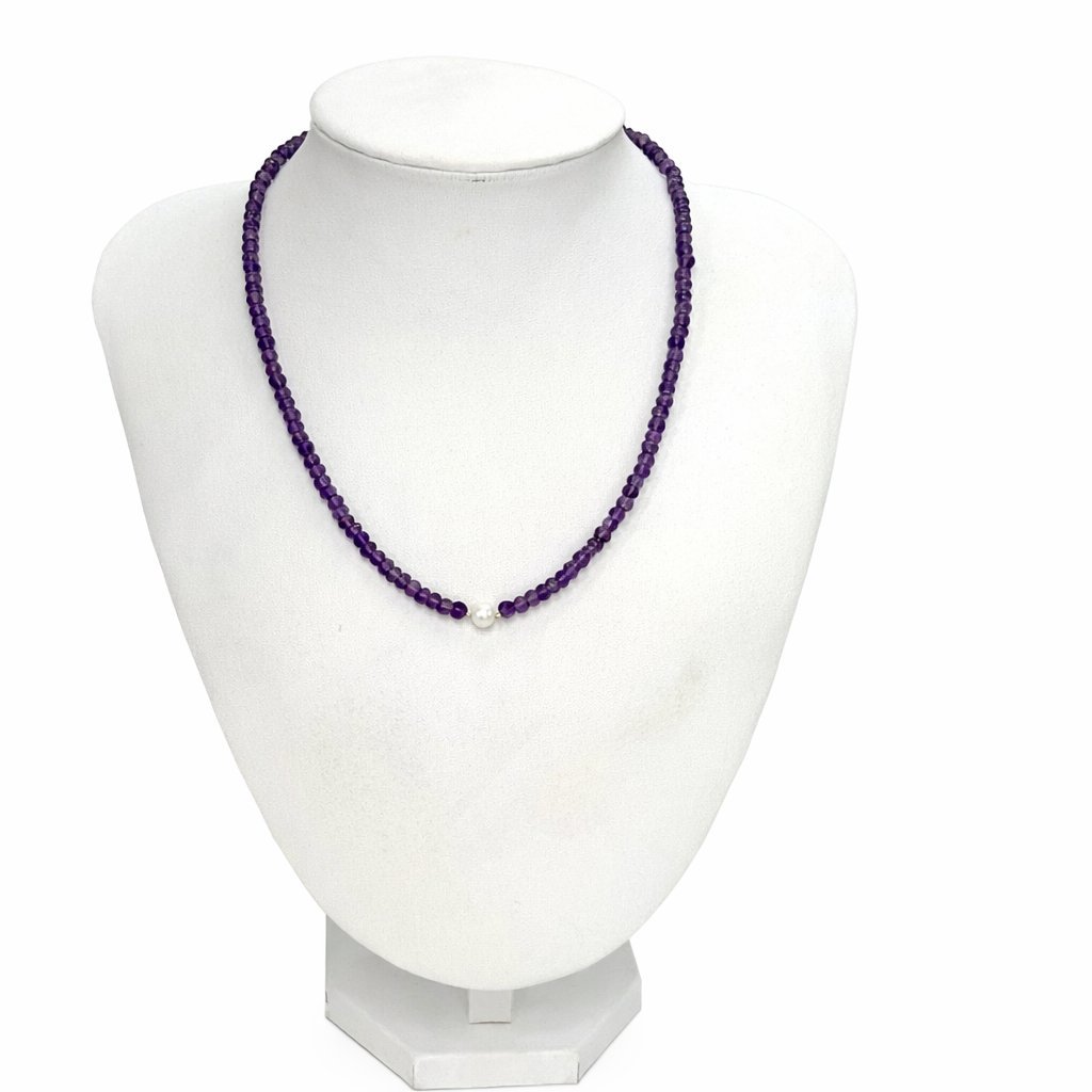 Collana Ametista con Perla d'Acqua Dolce Centrale