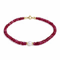 Bracciale Rubino Rondelle con Perla d'Acqua Dolce