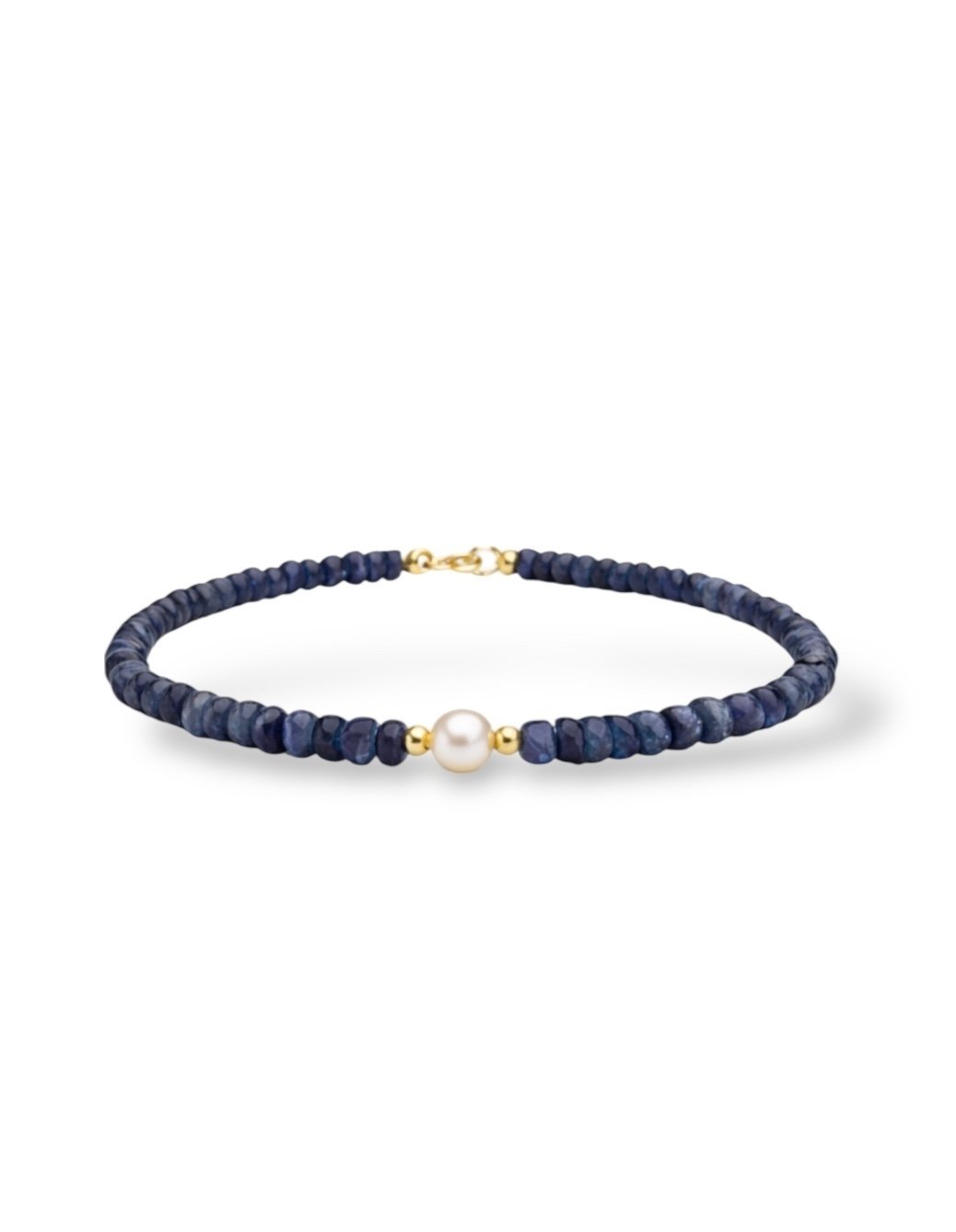 Bracciale Zaffiro Blu Rondelle con Perla d'Acqua Dolce