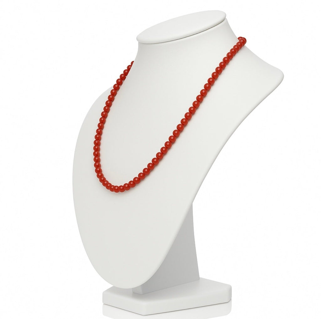 Collana Corallo Rosso Perline Lisce