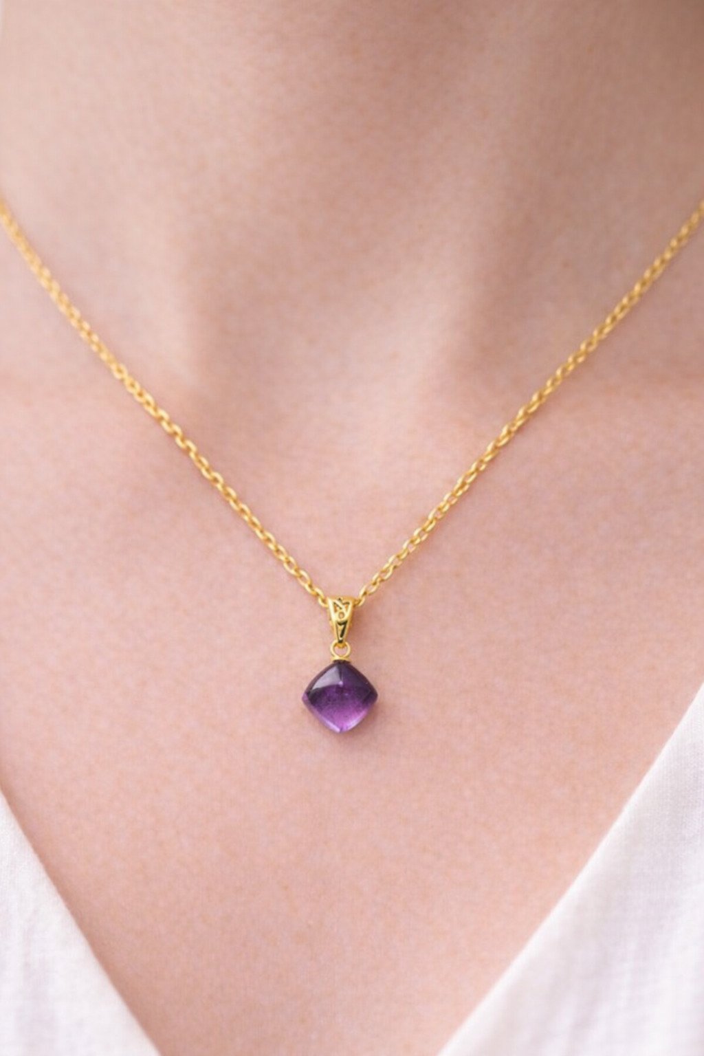 Collana Pendente Ametista Rombo