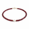 Bracciale Granato Sfaccettato con Perla d'Acqua Dolce