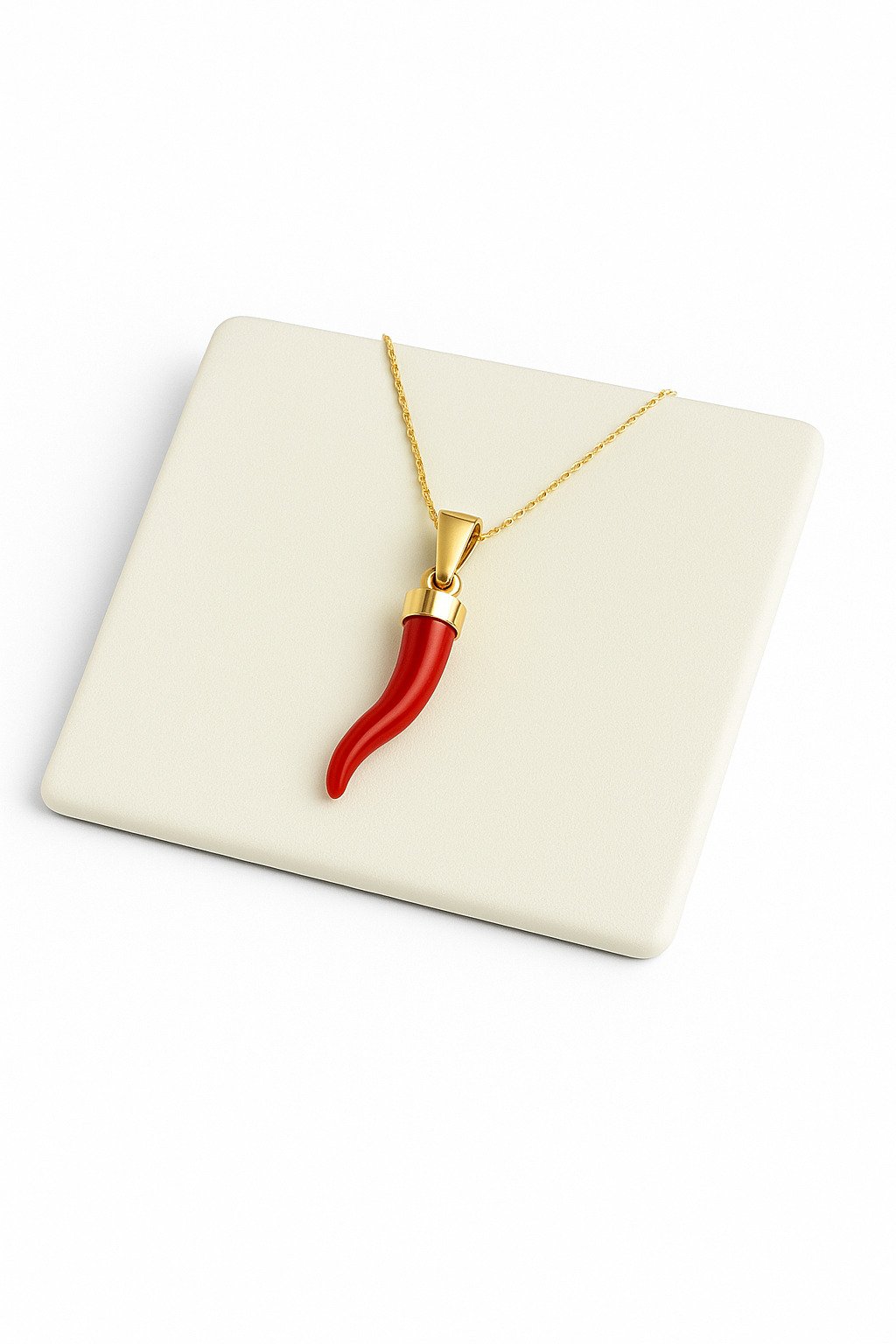 Collana Pendente Cornetto Corallo Rosso