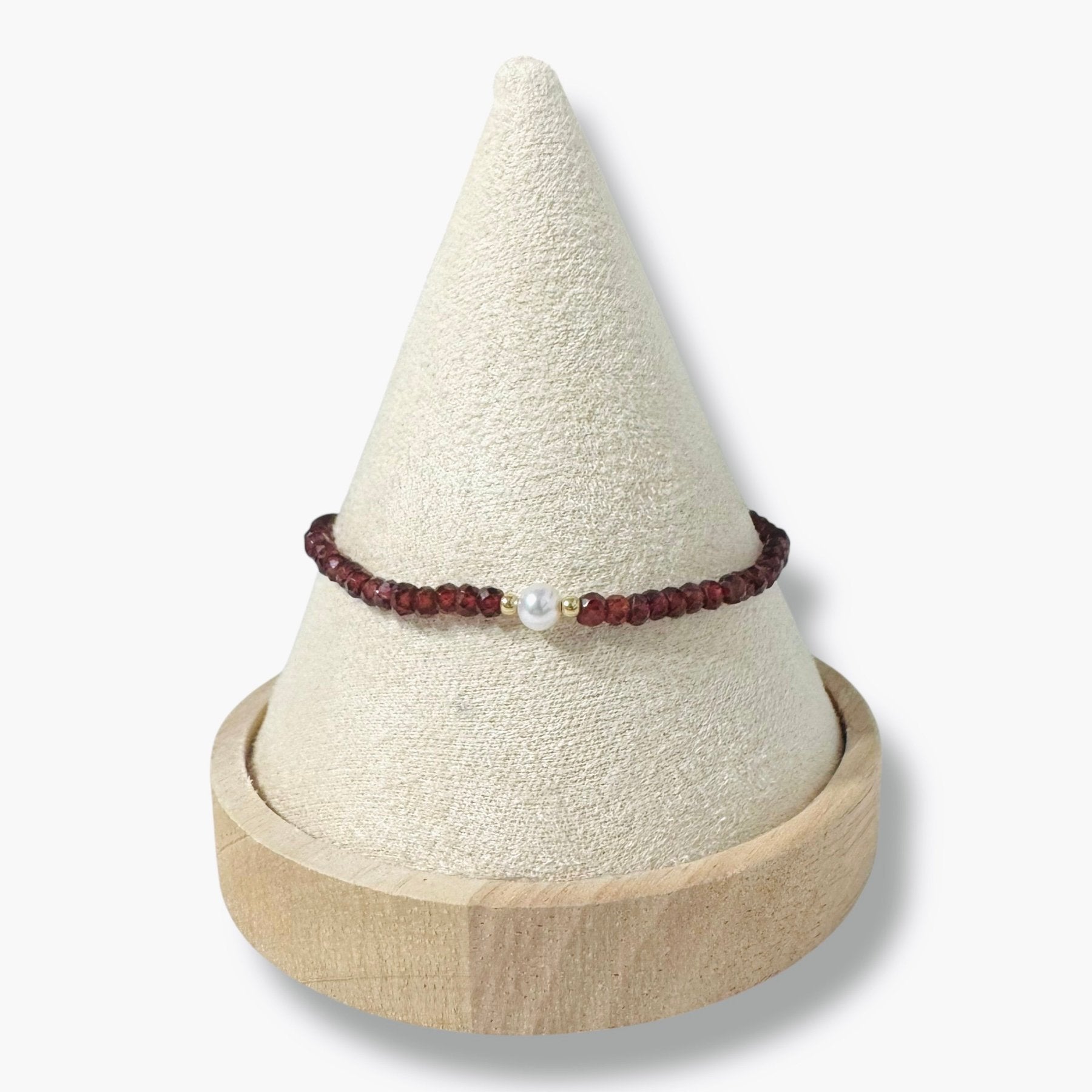 Bracciale Granato Sfaccettato con Perla d'Acqua Dolce