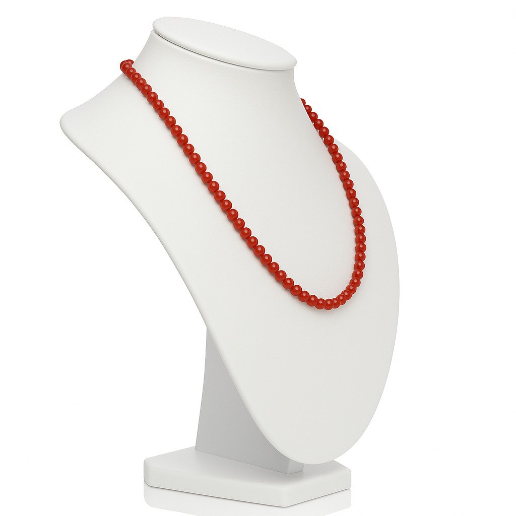 Collana Corallo Rosso Perline Lisce