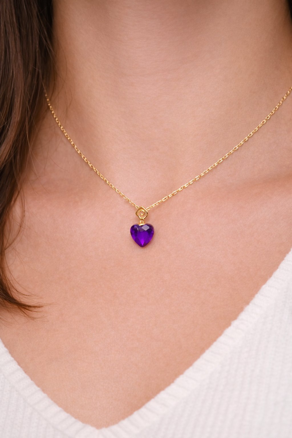 Collana Pendente Cuore Ametista