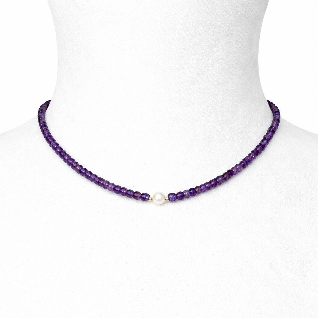 Collana Ametista con Perla d'Acqua Dolce Centrale