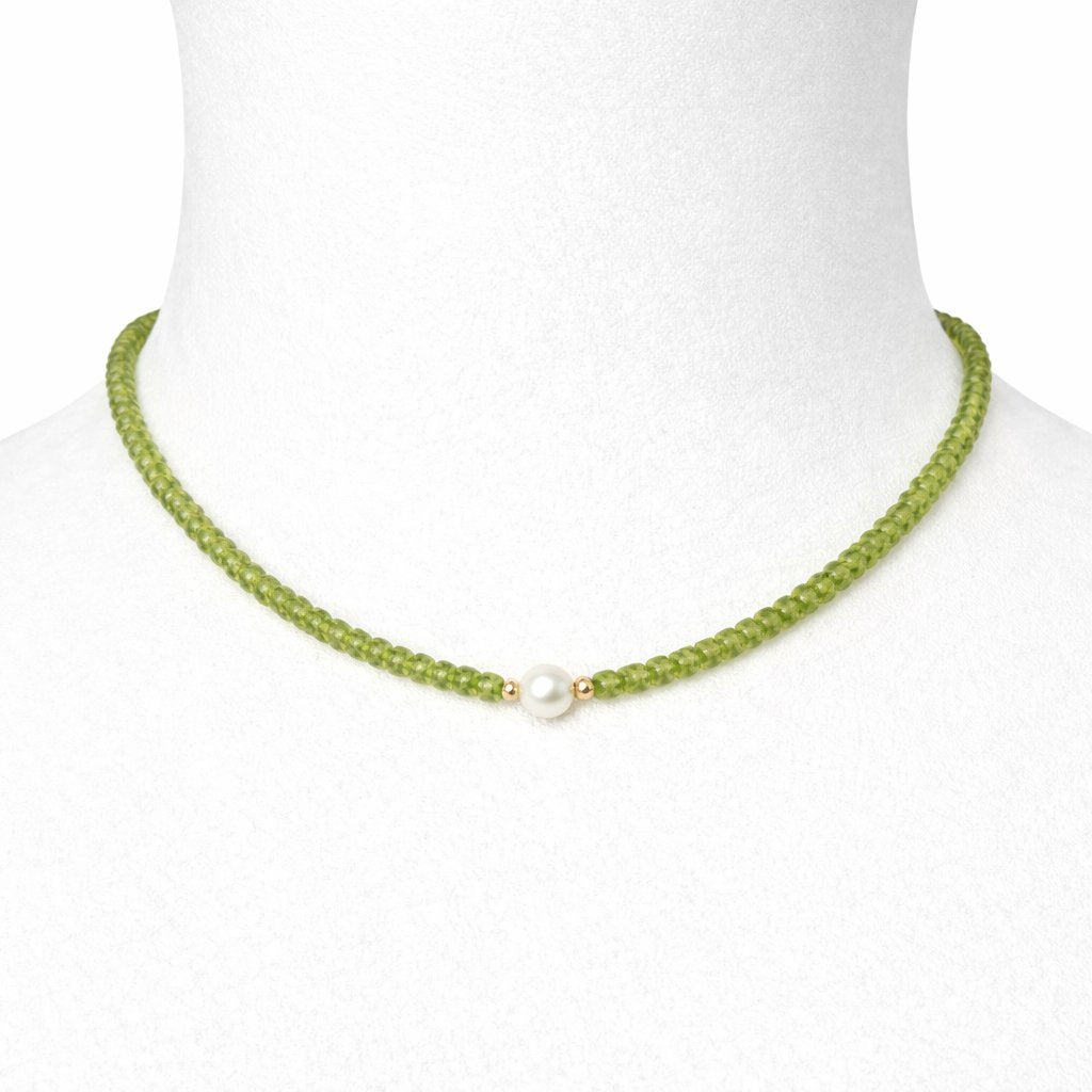 Collana Peridoto Rondelle con Perla d'Acqua Dolce
