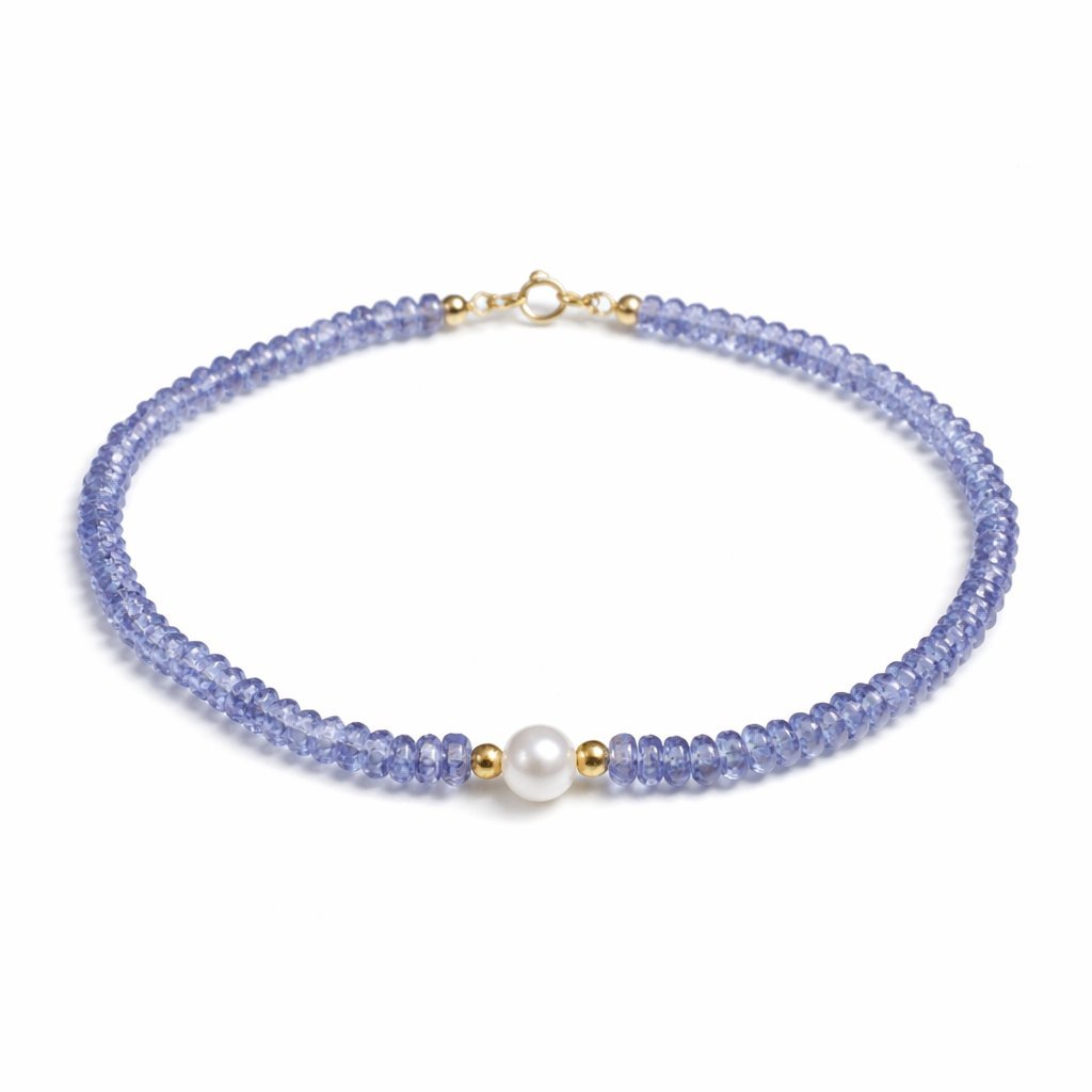 Bracciale Tanzanite Rondelle con Perla d'Acqua Dolce