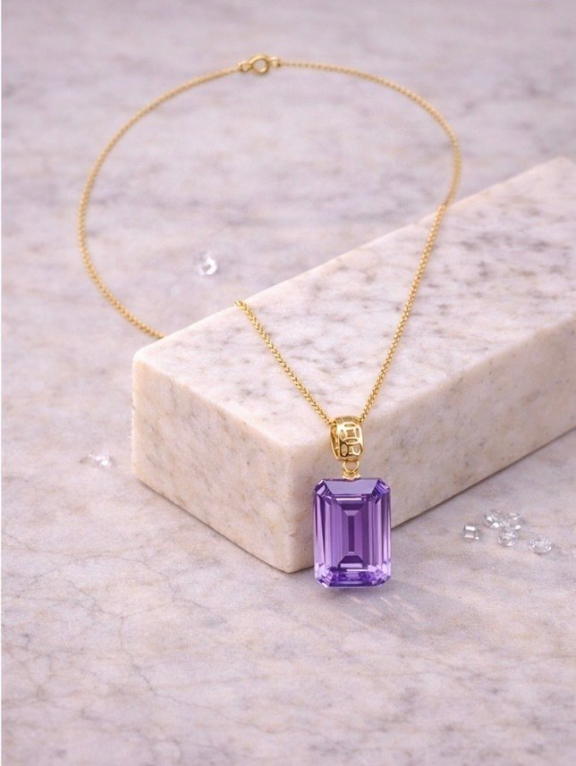 Collana Pendente Ametista Taglio Smeraldo