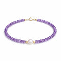 Bracciale Ametista Sfaccettata con Perla d'Acqua Dolce