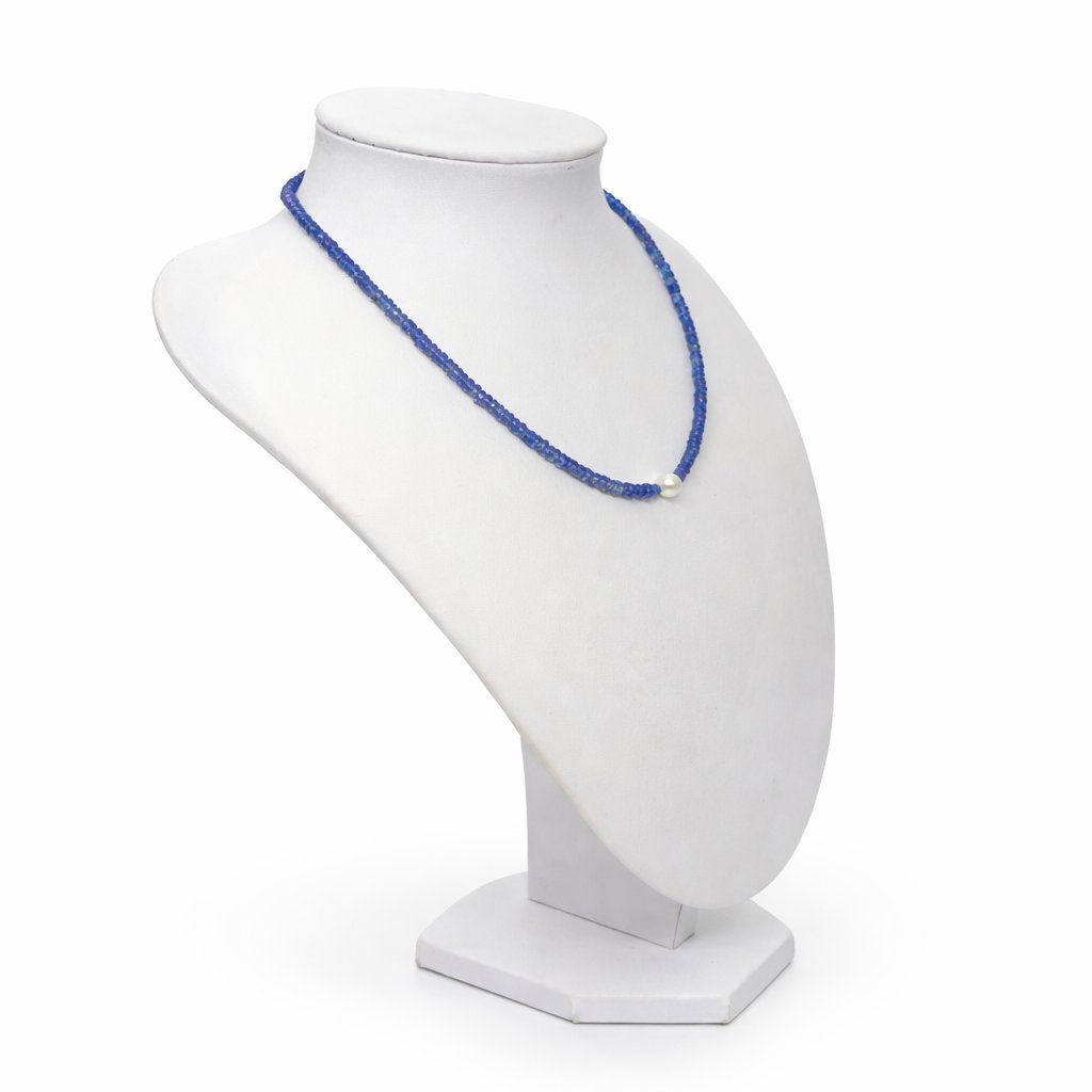 Collana Tanzanite Rondelle con Perla d'Acqua Dolce