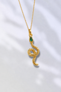 Collana in Oro 18Kt e smeraldo naturale Serpente