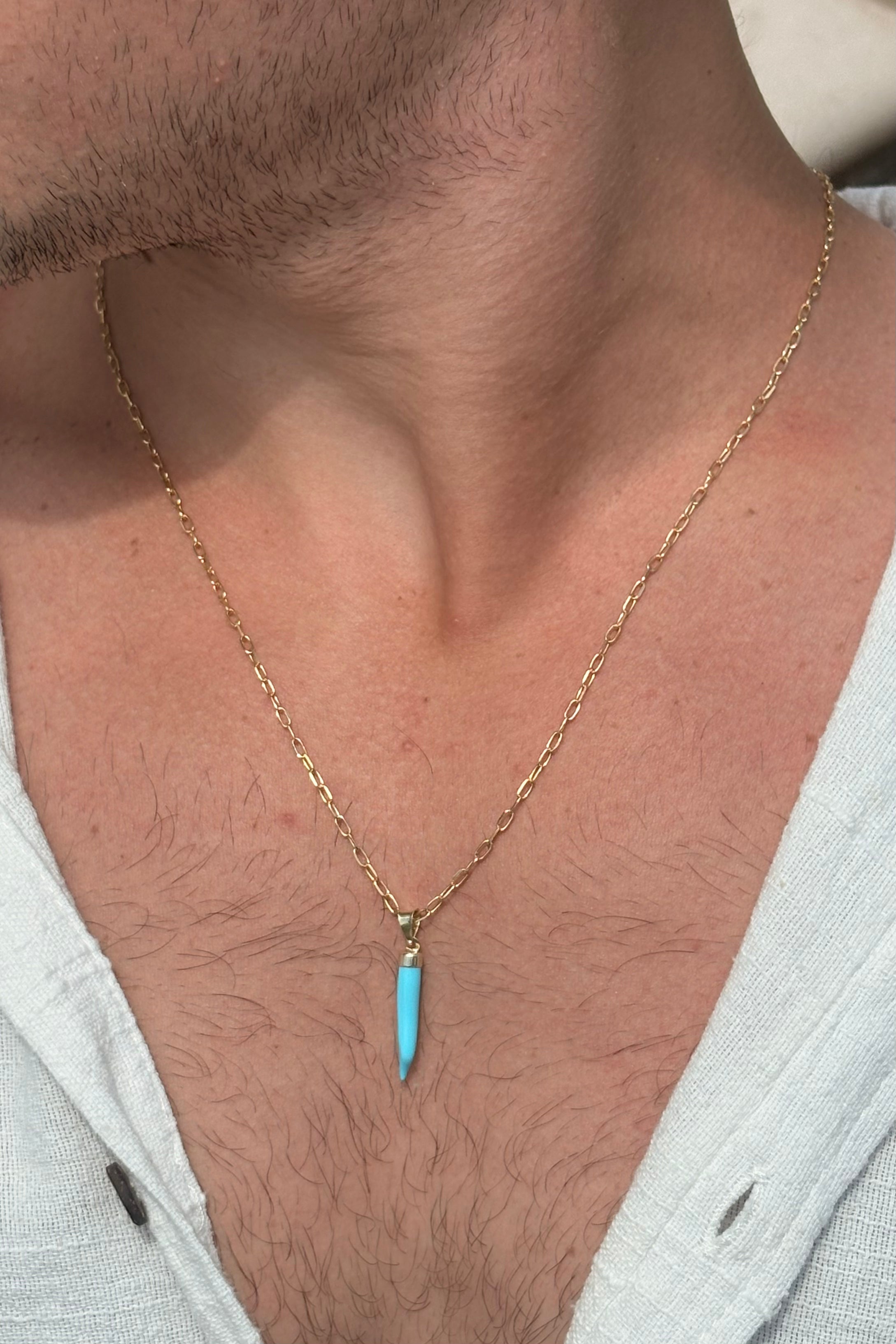 Collana cornetto in Oro 18Kt e Turchese