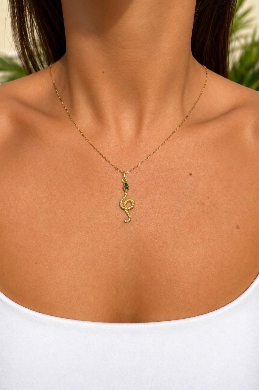Collana in Oro 18Kt e smeraldo naturale Serpente