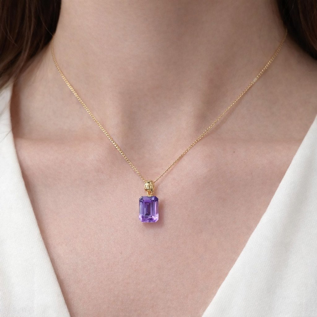 Collana Pendente Ametista Taglio Smeraldo