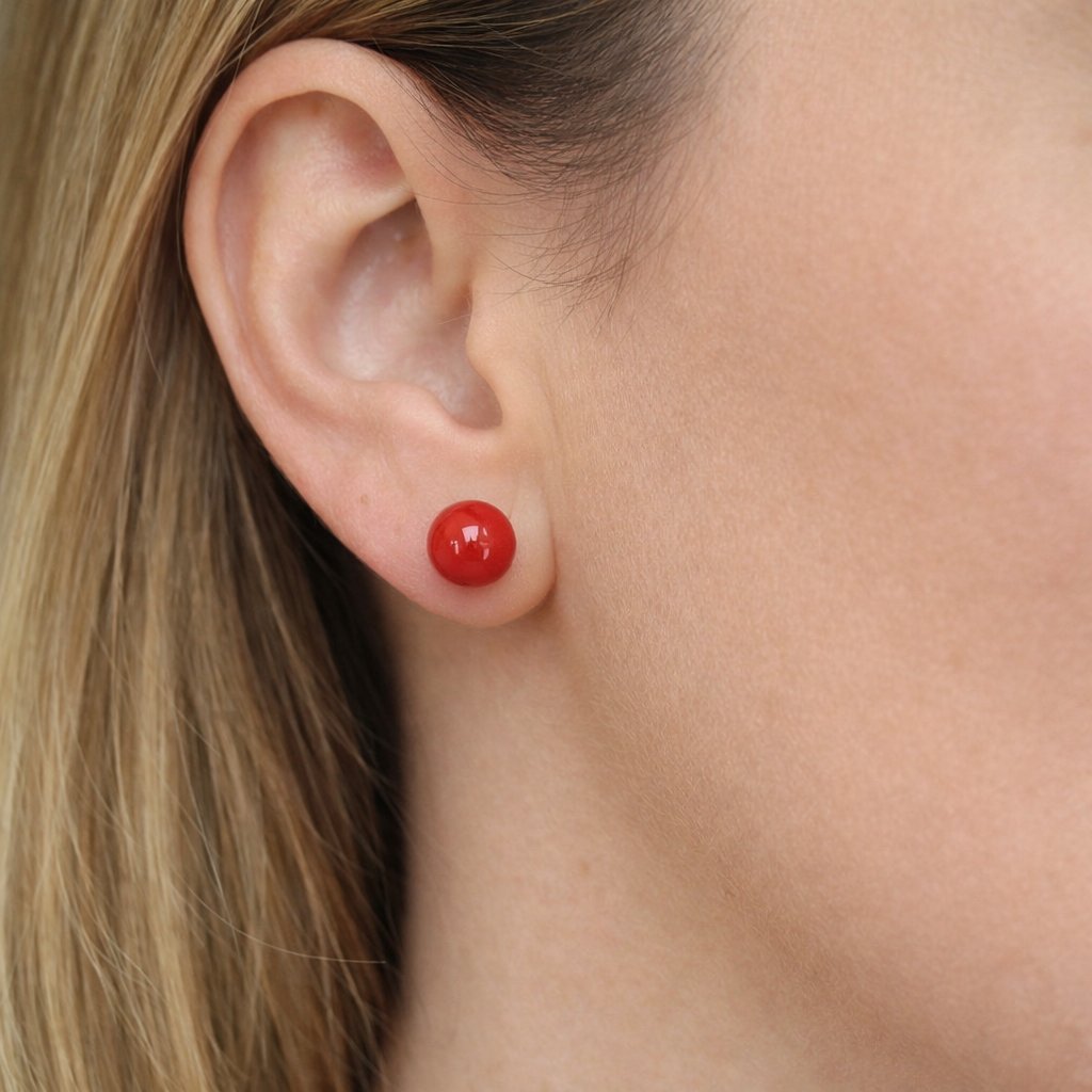 Orecchini Corallo Rosso Tondo