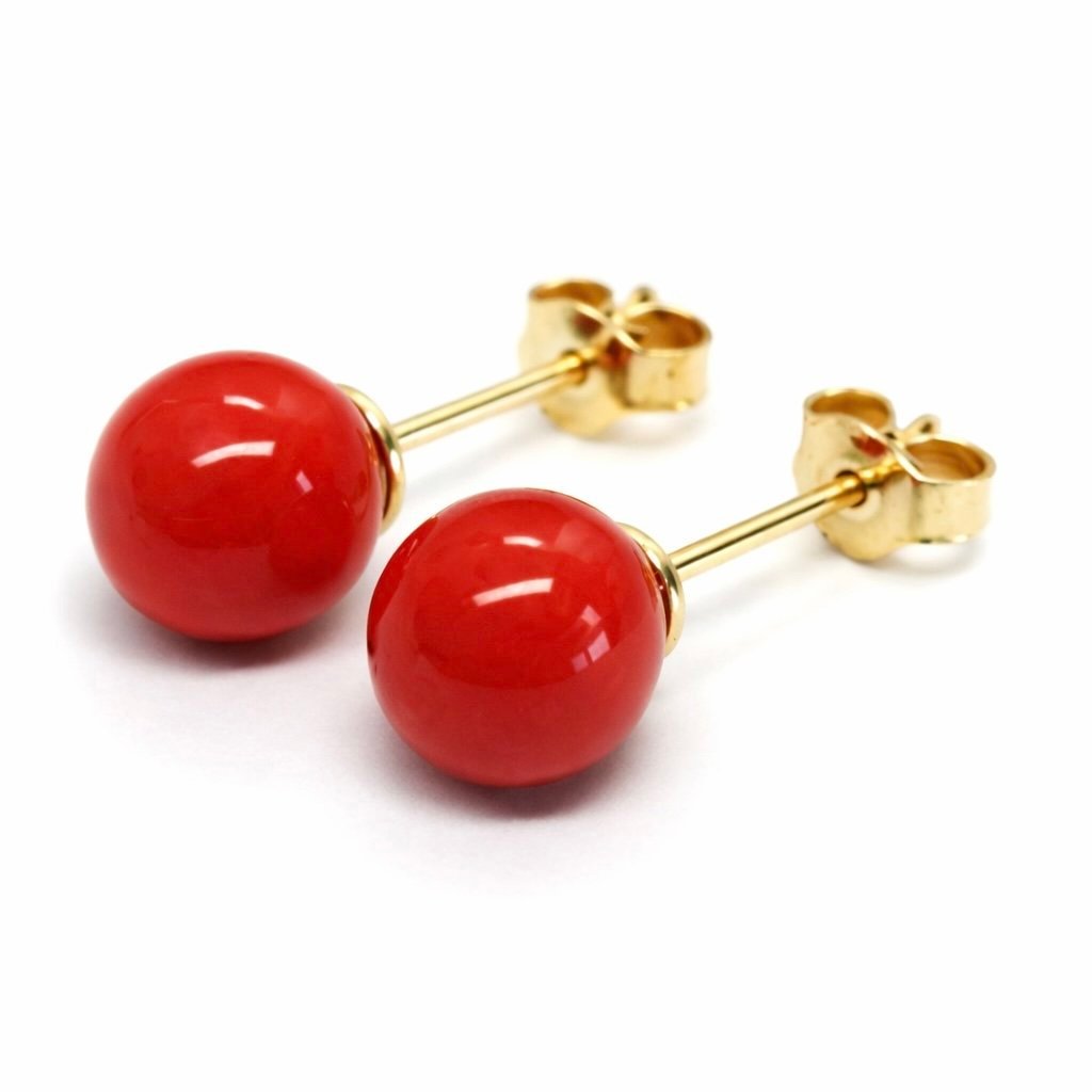 Orecchini Corallo Rosso Tondo