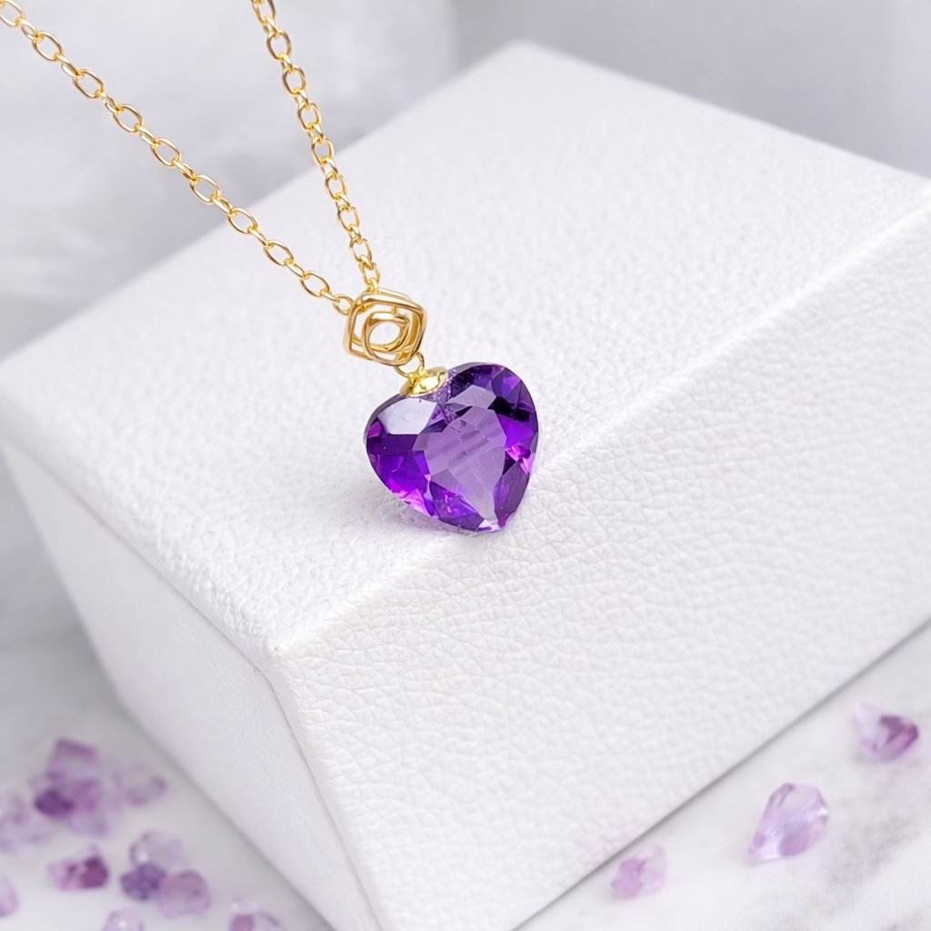 Collana Pendente Cuore Ametista