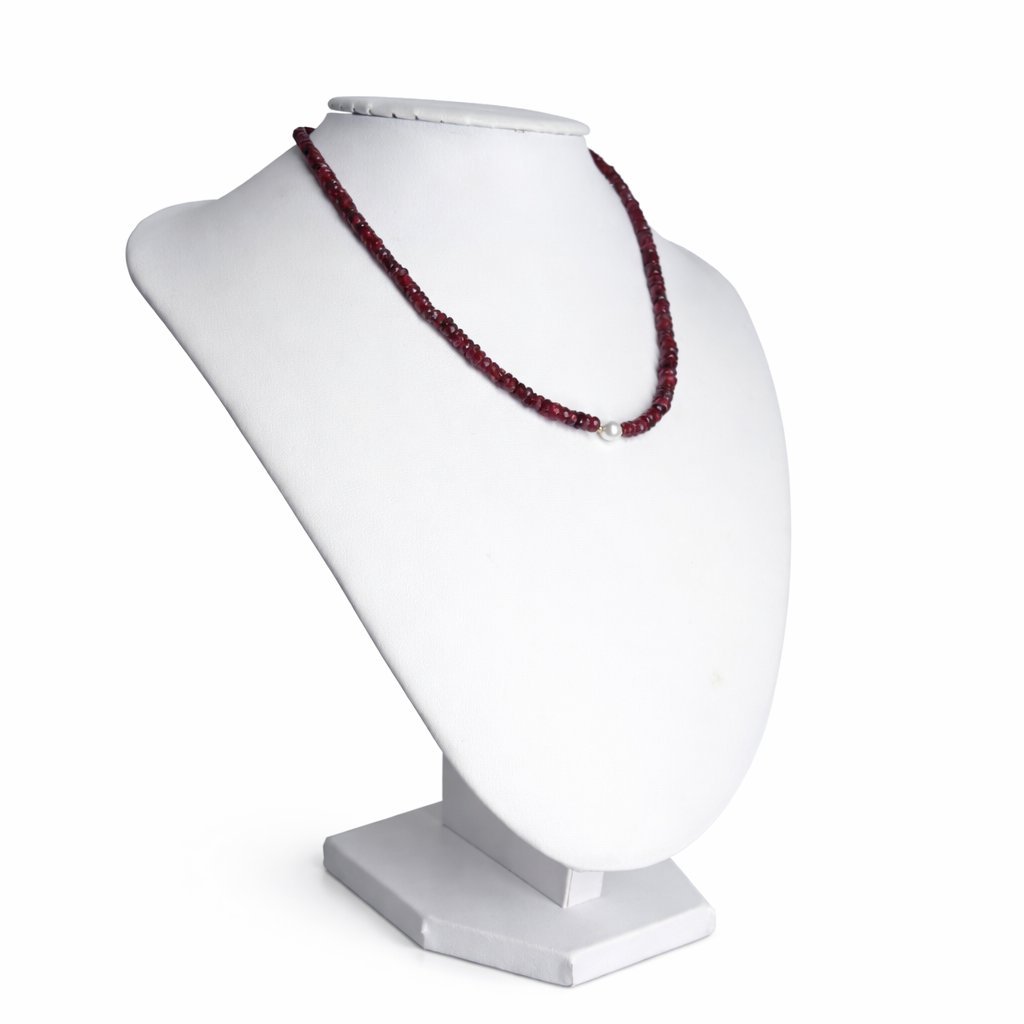 Collana Tormalina Rosa Rondelle con Perla d'Acqua Dolce