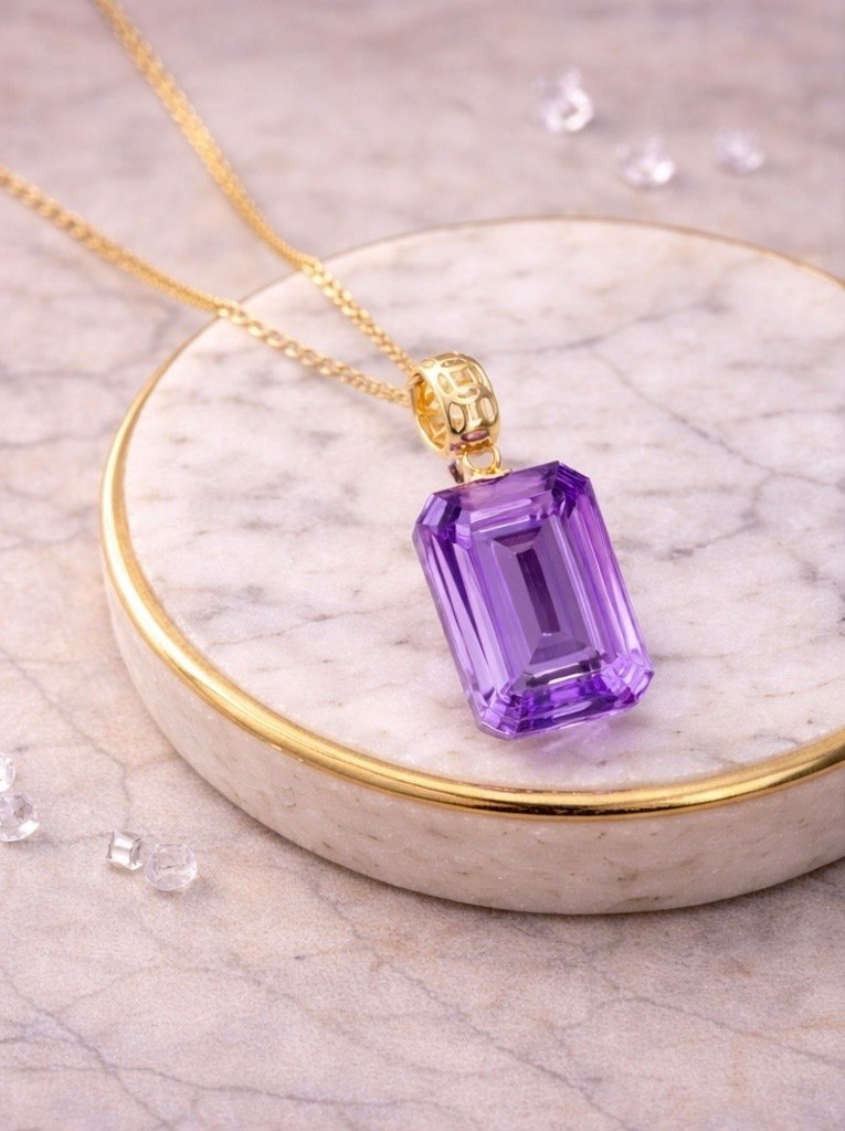 Collana Pendente Ametista Taglio Smeraldo