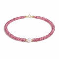 Bracciale Tormalina Rosa Rondelle con Perla d'Acqua Dolce