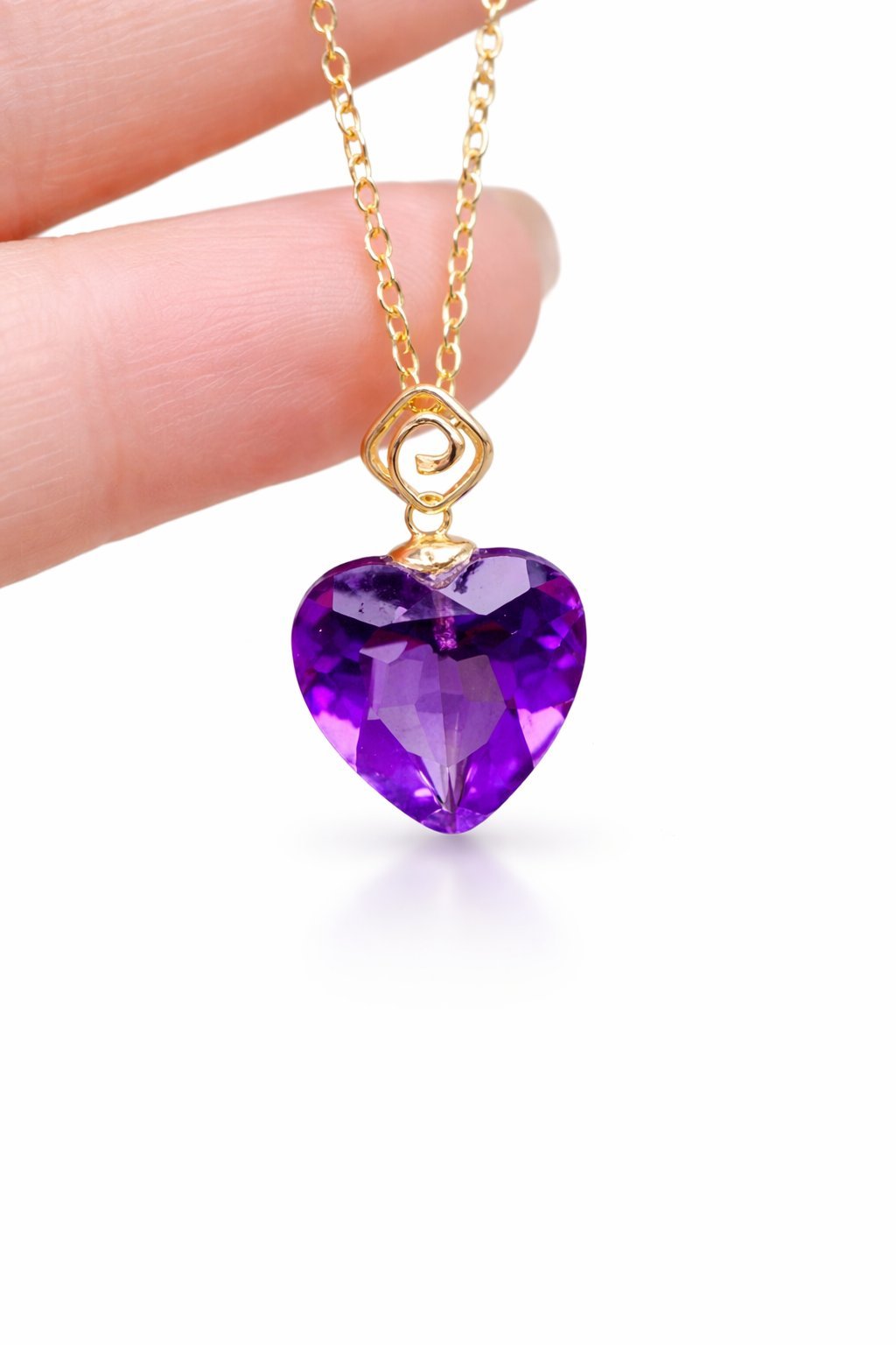 Collana Pendente Cuore Ametista