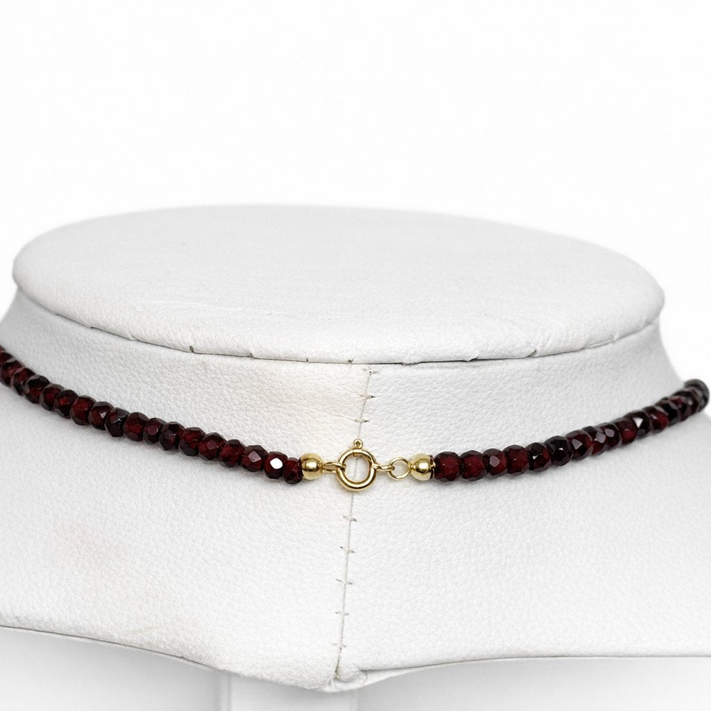 Collana Granato Sfaccettato con Perla d'Acqua Dolce