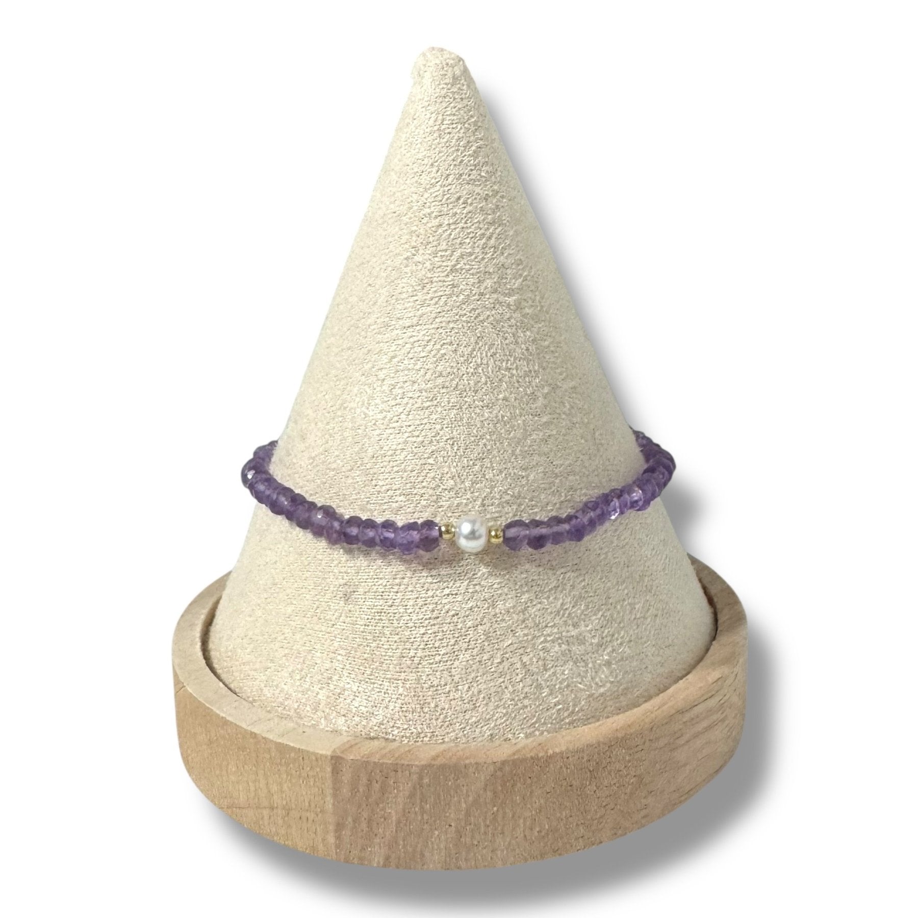 Bracciale Ametista Sfaccettata con Perla d'Acqua Dolce