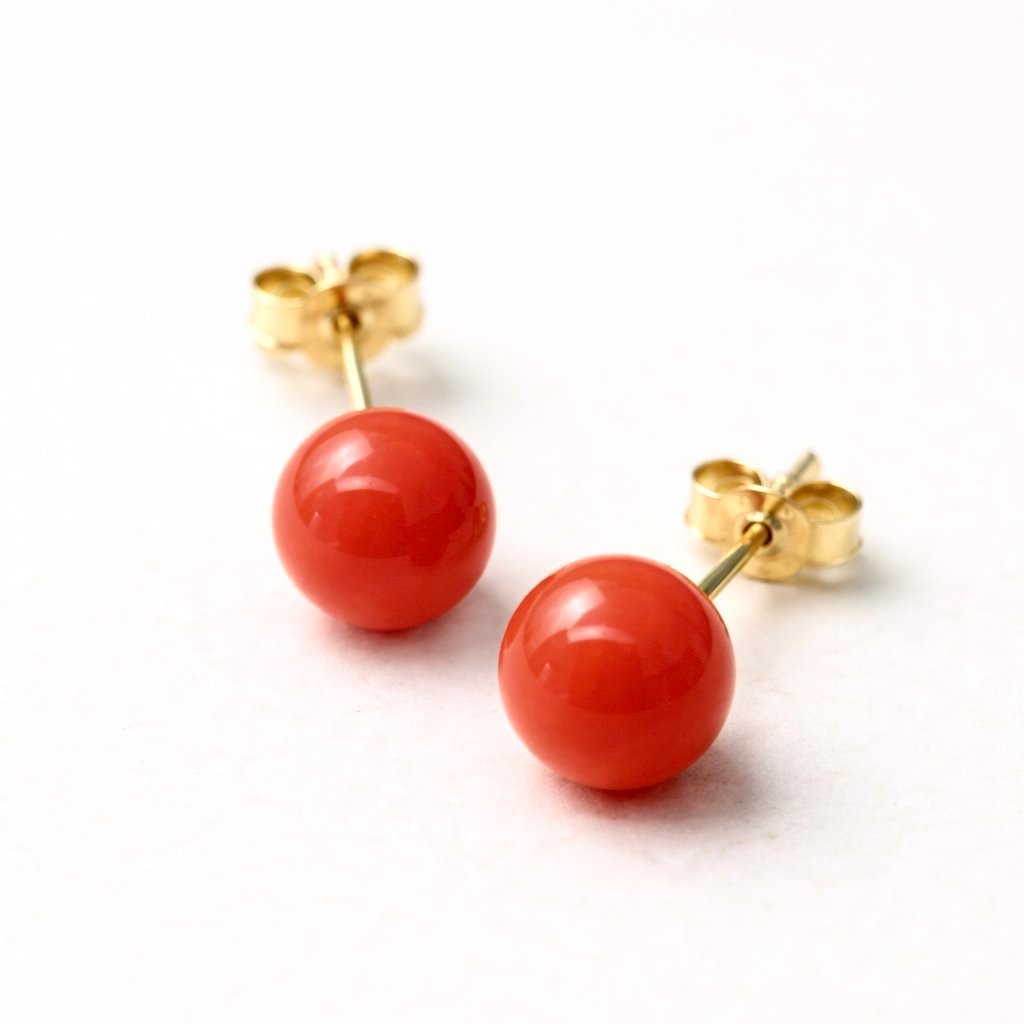 Orecchini Corallo Rosso Tondo