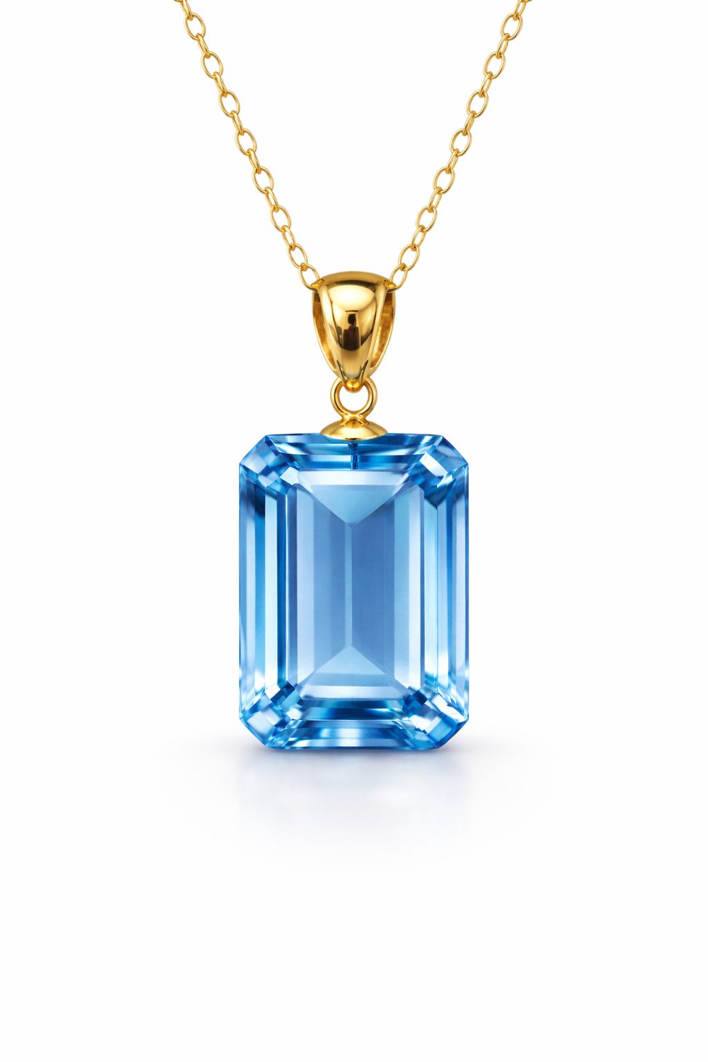 Collana Pendente Topazio Azzurro Taglio Smeraldo